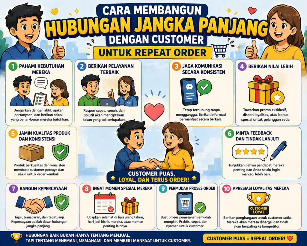 Cara Membangun Hubungan Jangka Panjang dengan Customer untuk Repeat Order